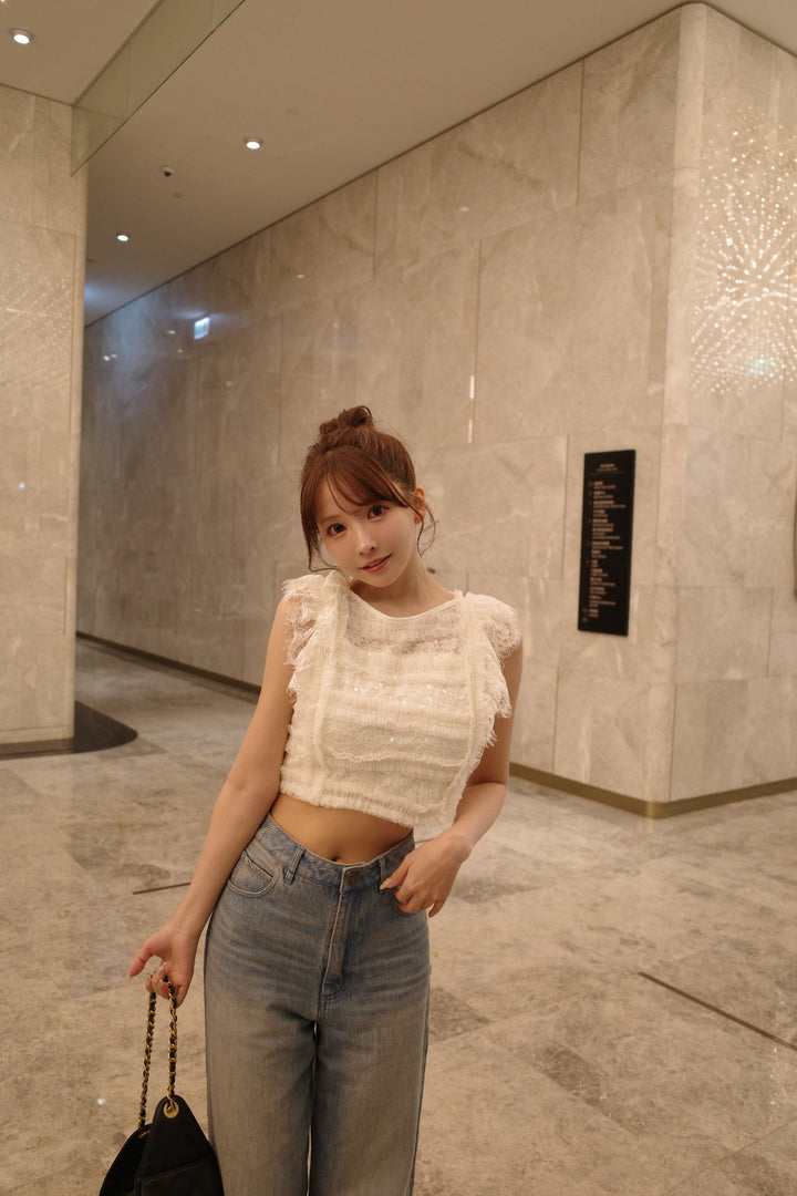 Sheer Sparkle Frill Top - MISTREASS