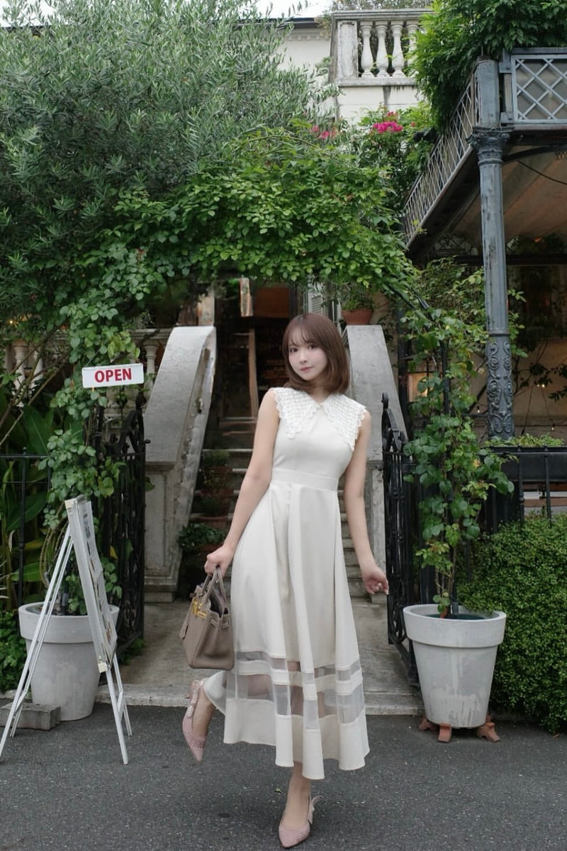 Lace Collar Sleeveless Dress