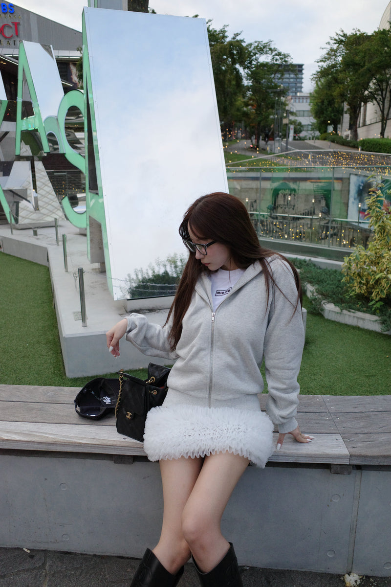 Sweat Hoodie & Frill Skirt Set