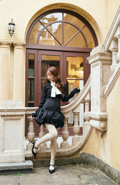 【12月中旬配送】Ribbon Tie Rib Kint Tops