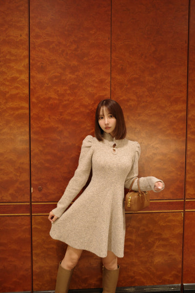【12月中旬配送】Puff Sleeve Knit Dress