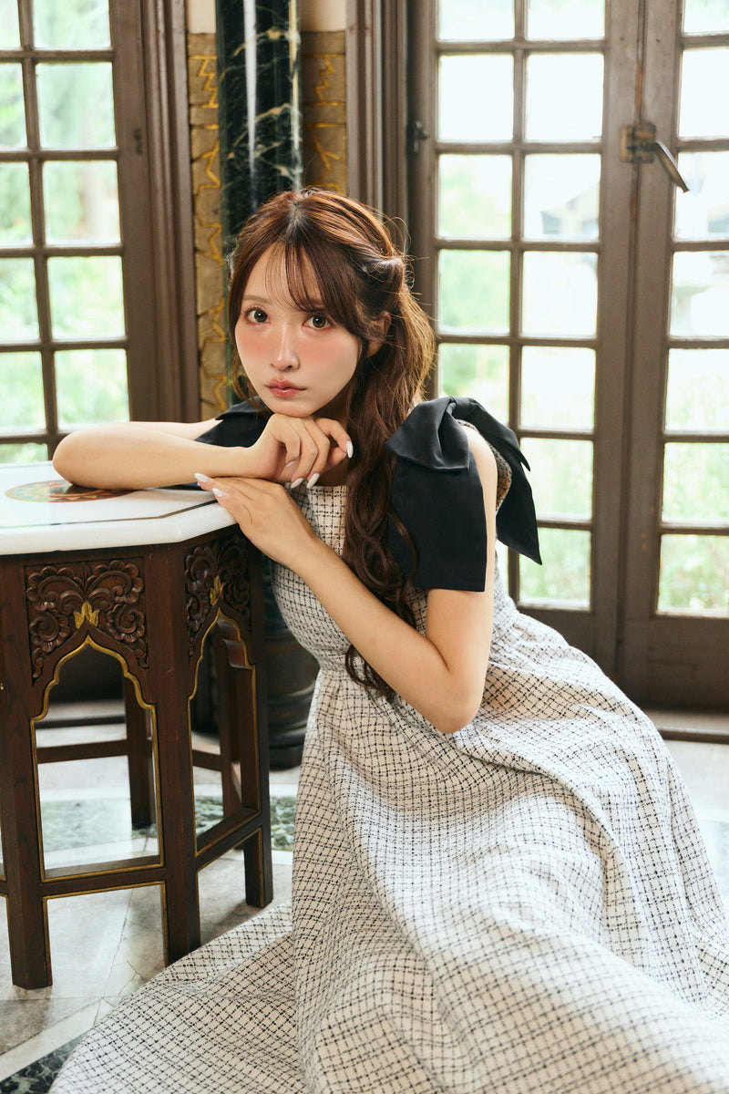 【11月下旬配送】Multi Way Ribbon Tweed Dress