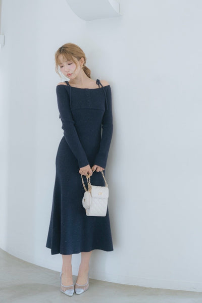 【2月上旬配送】Sparkling Knit Layered Dress