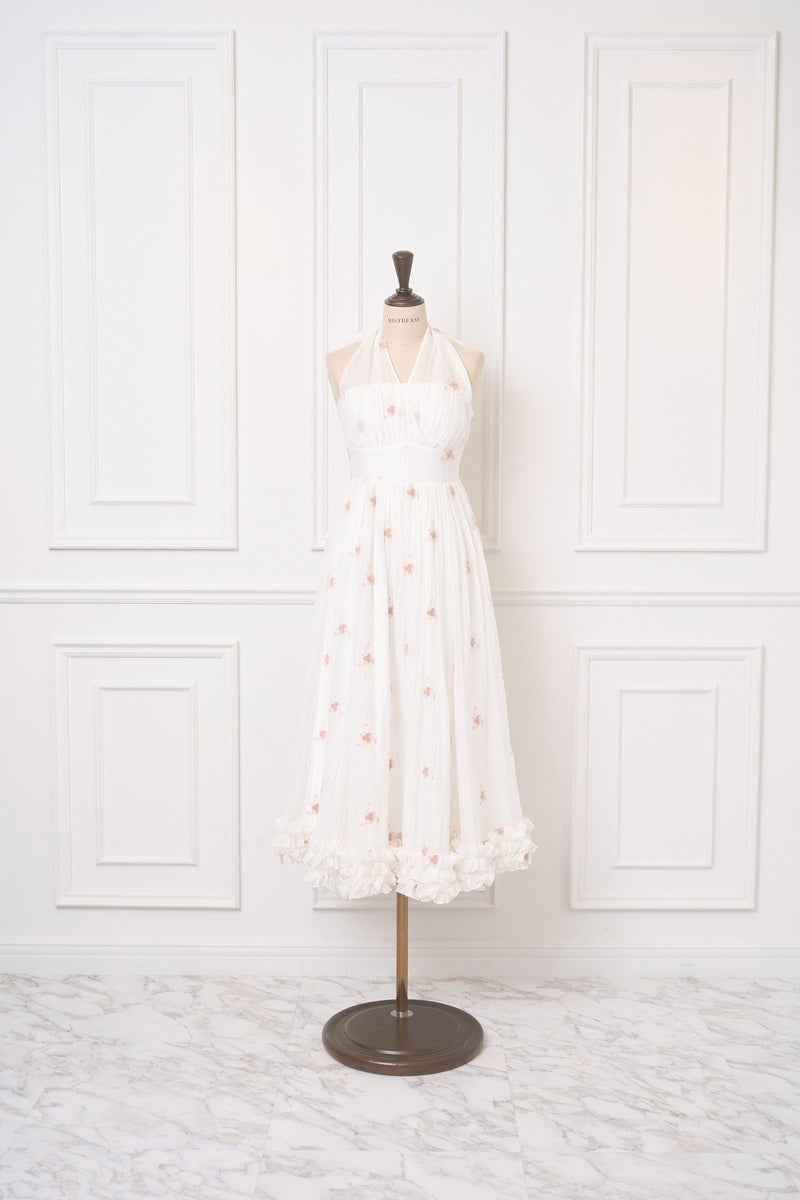 再入荷：WHITE/SAX 7月中旬配送】Blooming Veil Halter Dress - MISTREASS