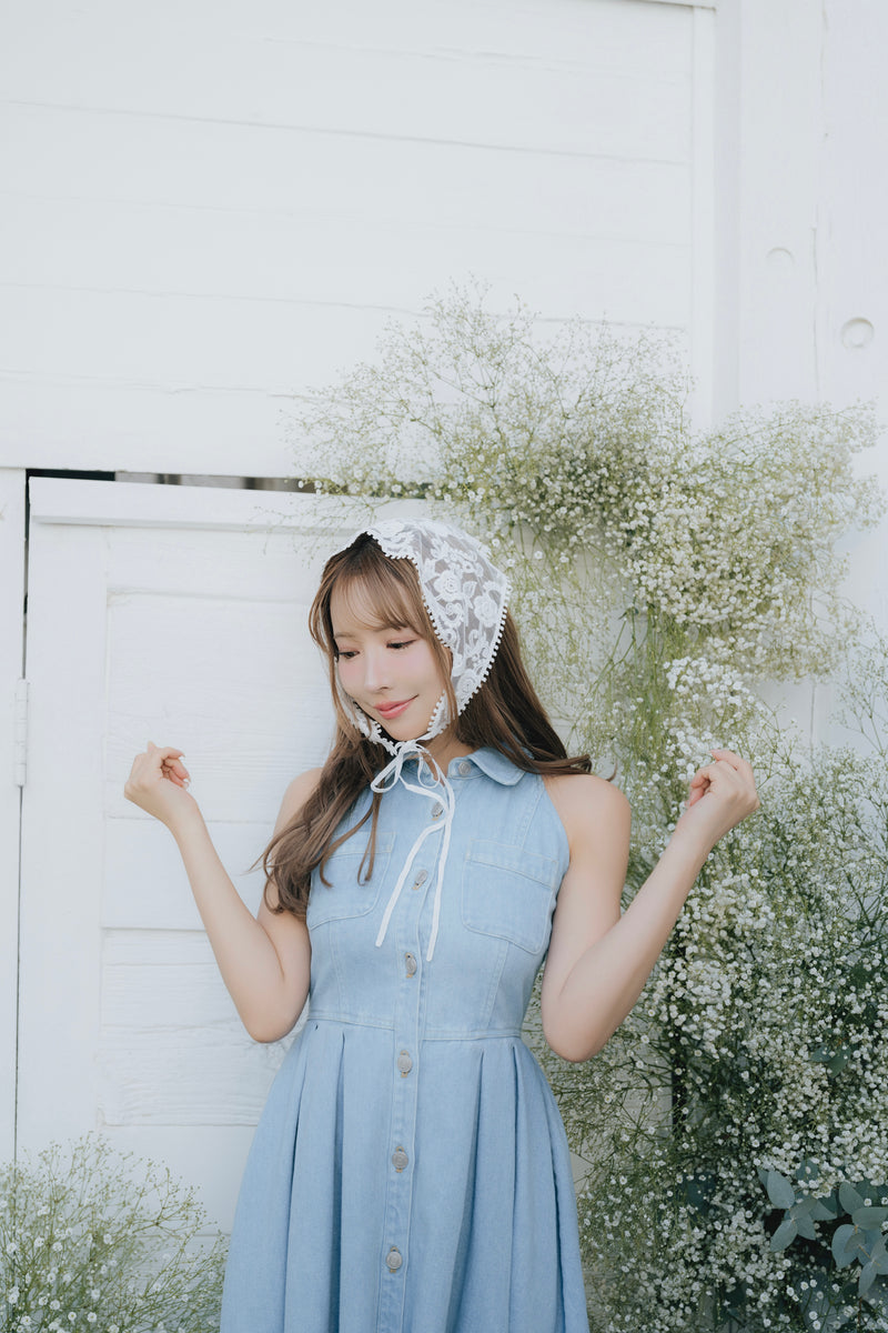 Denim Amerian Sleeve Long Dress