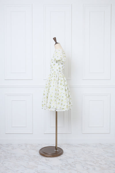 Sheer Ripple Mini Puff Dress