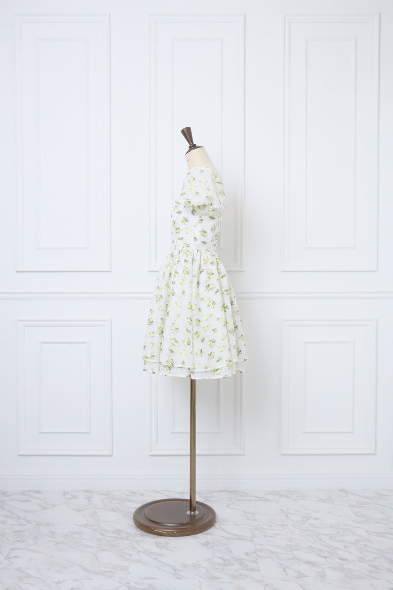 Sheer Ripple Mini Puff Dress