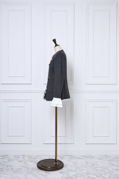 【10月中旬配送】Lace Trim Ruffle Sleeve Jacket