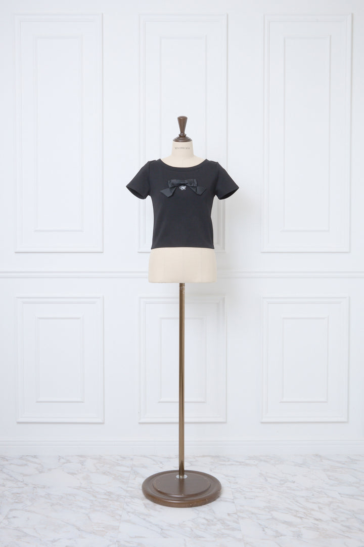 新品タグ付き♡ミストレアス♡フロントリボンコンパクトTシャツ♡ホワイト 再入荷】Front Ribbon Compact T-Shirt - MISTREASS