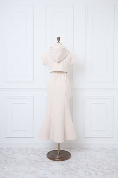 Double Jersey Back Open Hood Dress