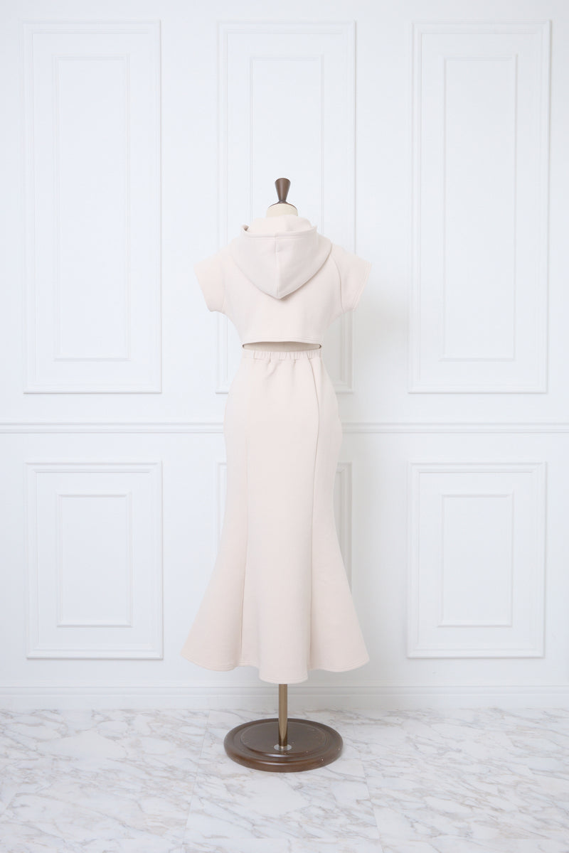 Double Jersey Back Open Hood Dress