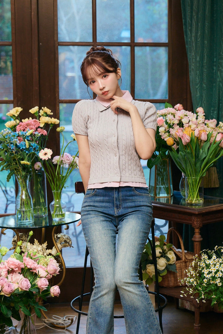 Gingham shirt layered knit - MISTREASS