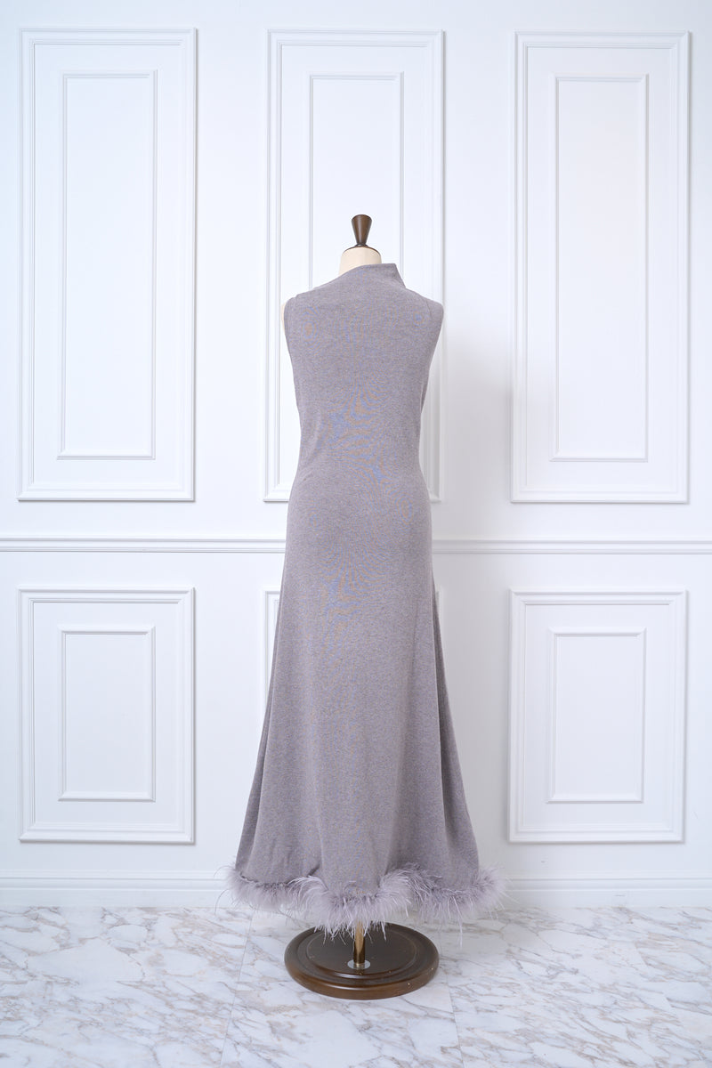 【再入荷(GRAY/PINK BEIGE)12月下旬配送】Feather Hem Knit Dress