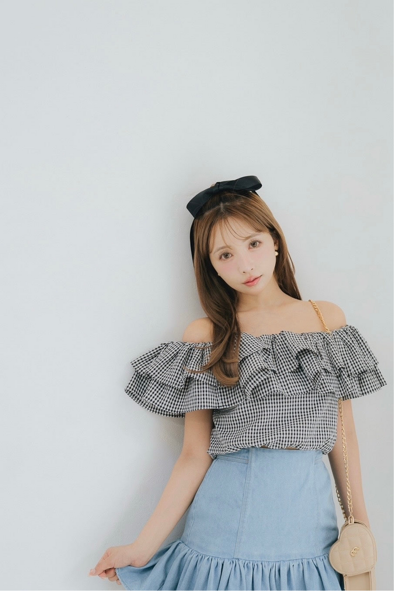 Gingham Check Frill Top & Long Skirt