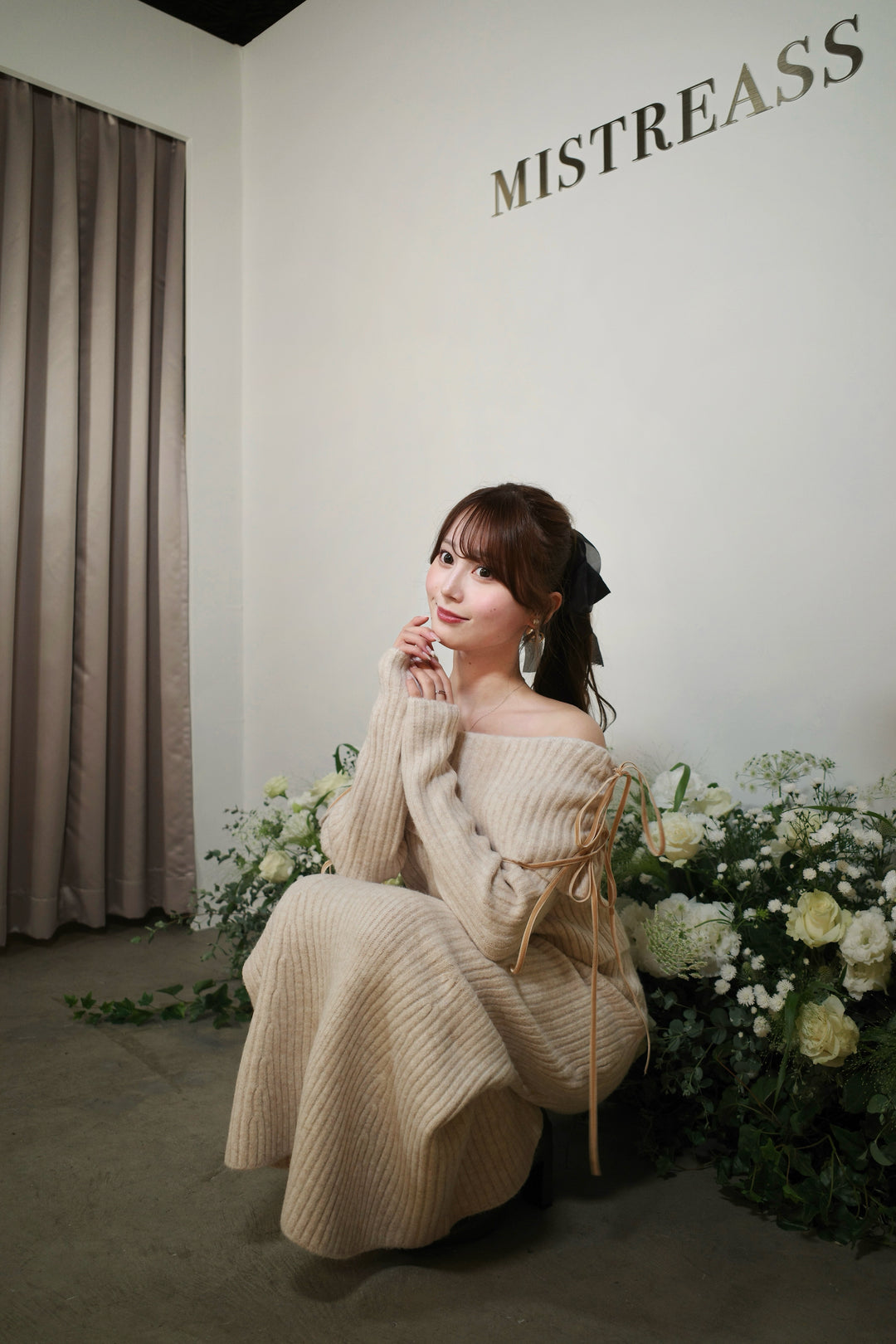 Ribbon Off-Shoulder Knit Set-Up - MISTREASS