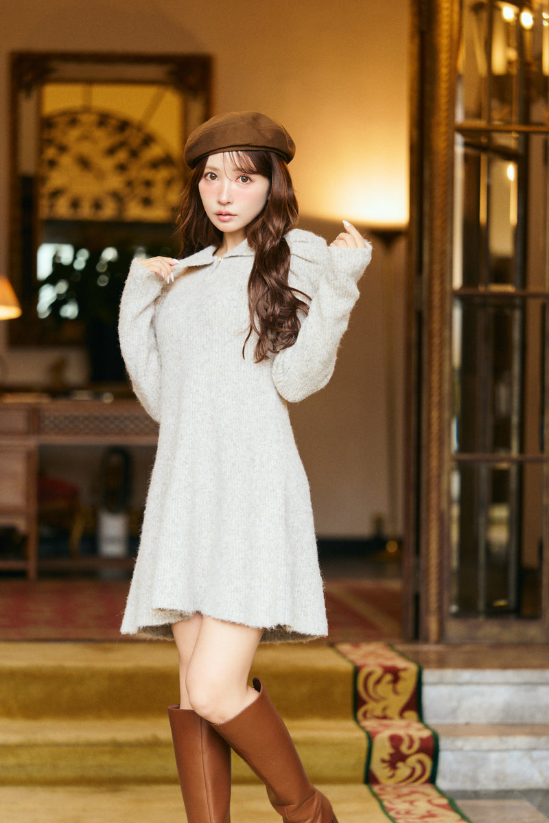 【12月中旬配送】Puff Sleeve Knit Dress