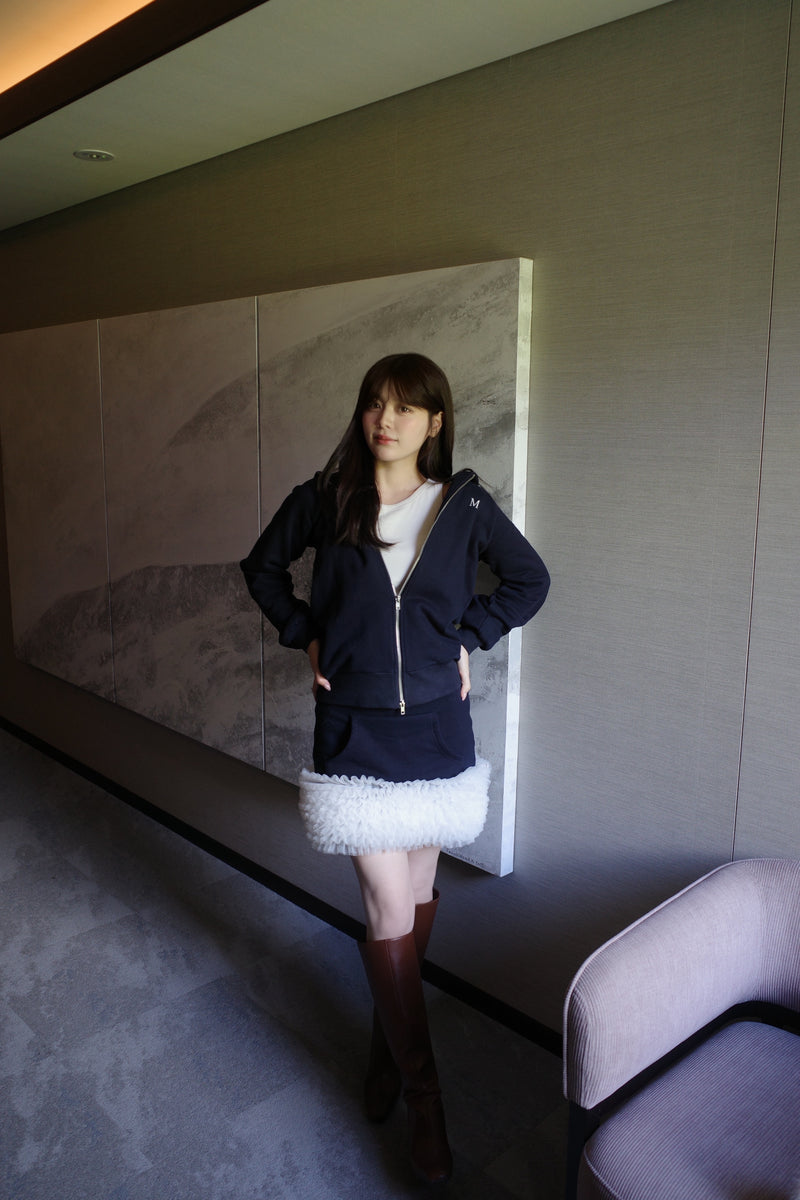 Sweat Hoodie & Frill Skirt Set