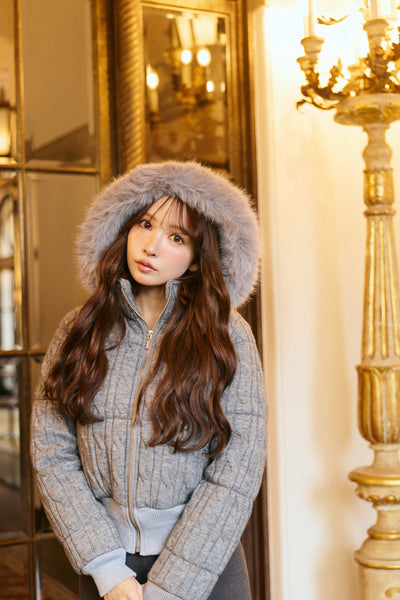 【12月上旬配送】Cable Knit Padded Jacket