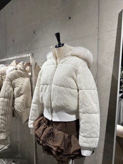 【12月上旬配送】Cable Knit Padded Jacket
