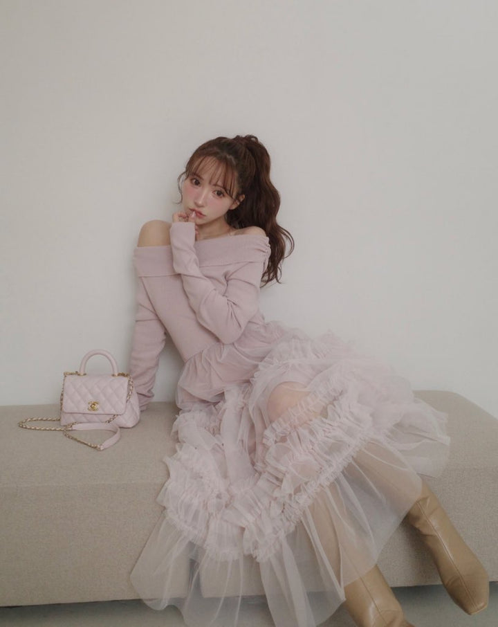 ワンピース mistreass Off ShoulderTulle Dress C62EEC3E-B0EB-475C-A017-