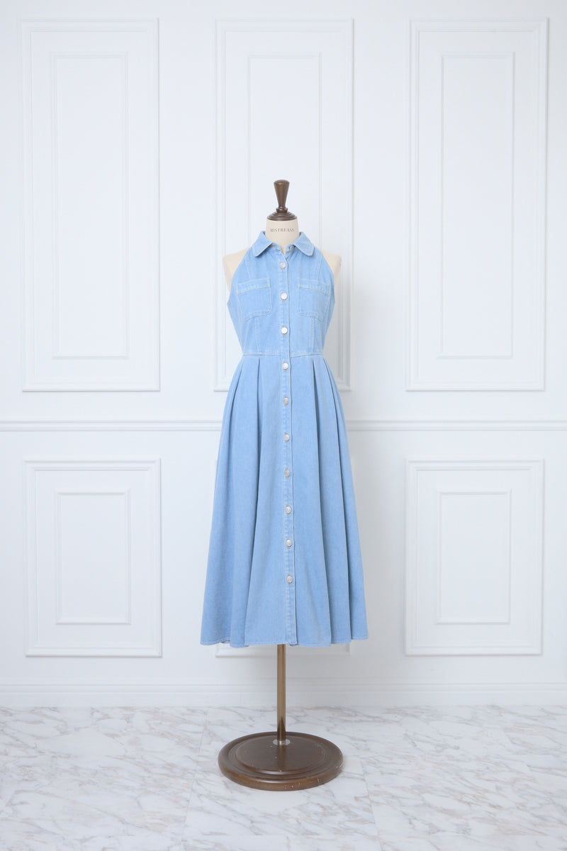 Denim Amerian Sleeve Long Dress