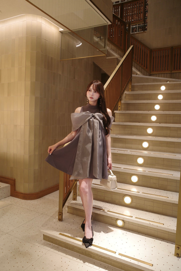ワンピース Sheer Big Ribbon Mini Dress Sheer Big Ribbon Mini Dress - MISTREASS
