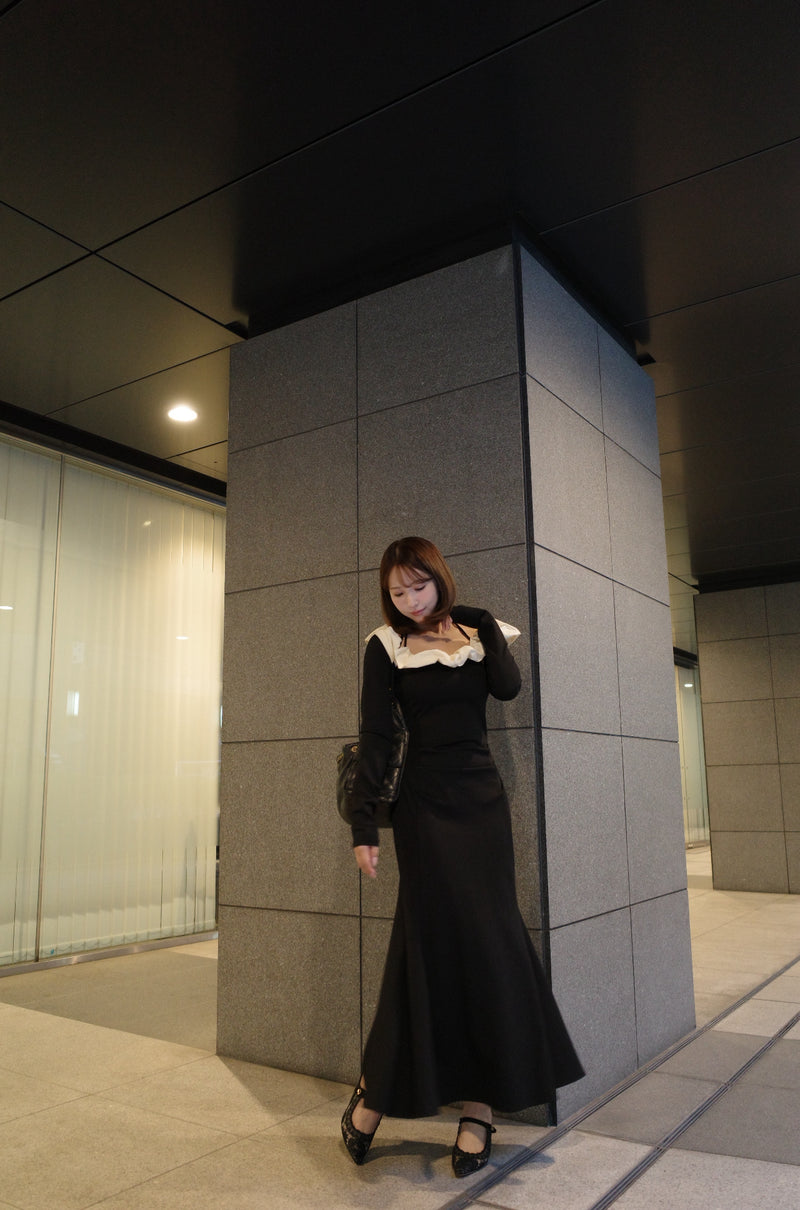 【9月下旬配送】Whipped Ruffle Semi-Mermaid Dress