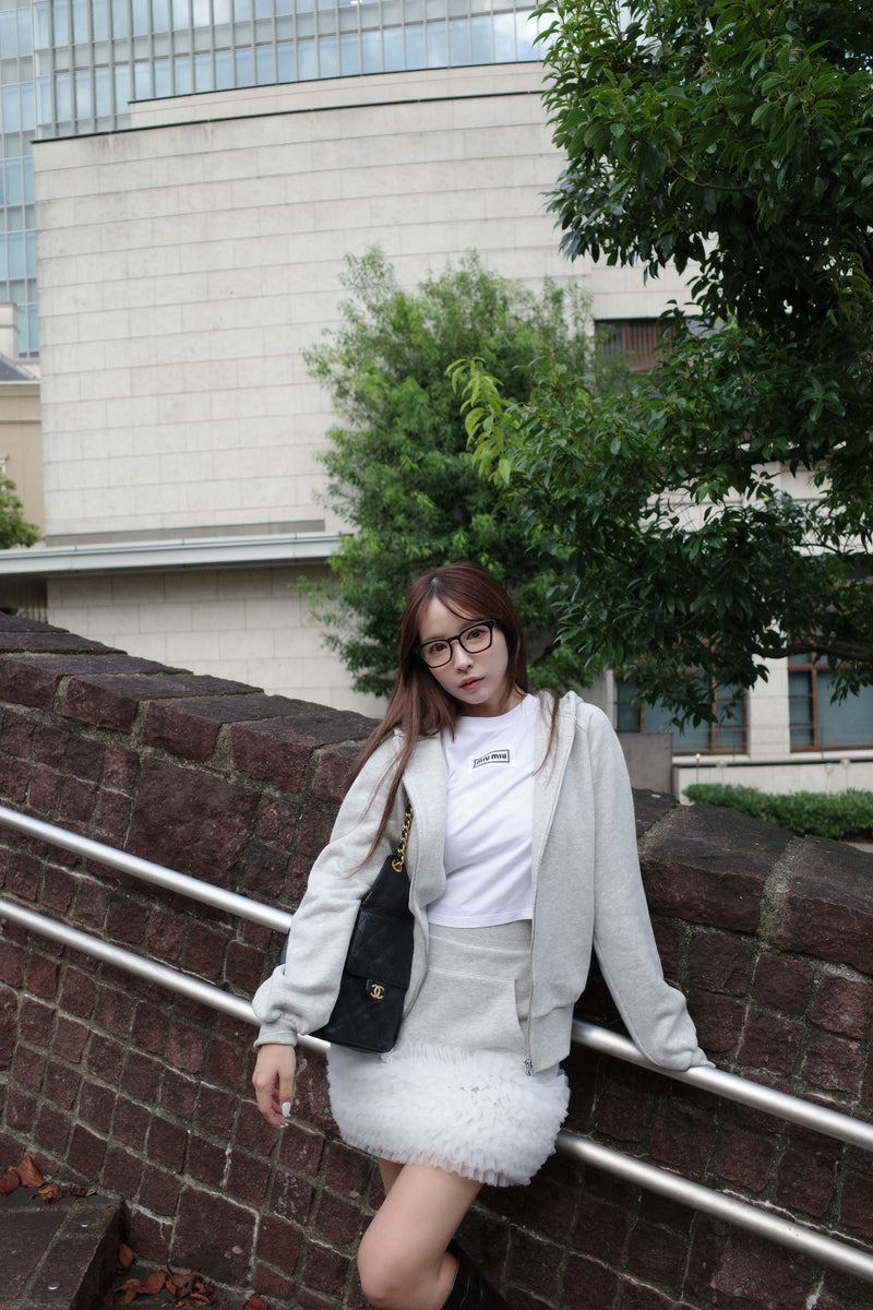 Sweat Hoodie & Frill Skirt Set