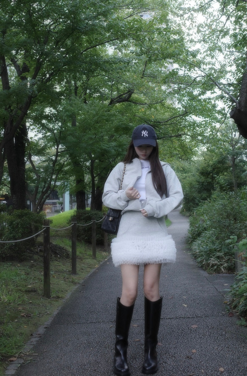 Sweat Hoodie & Frill Skirt Set