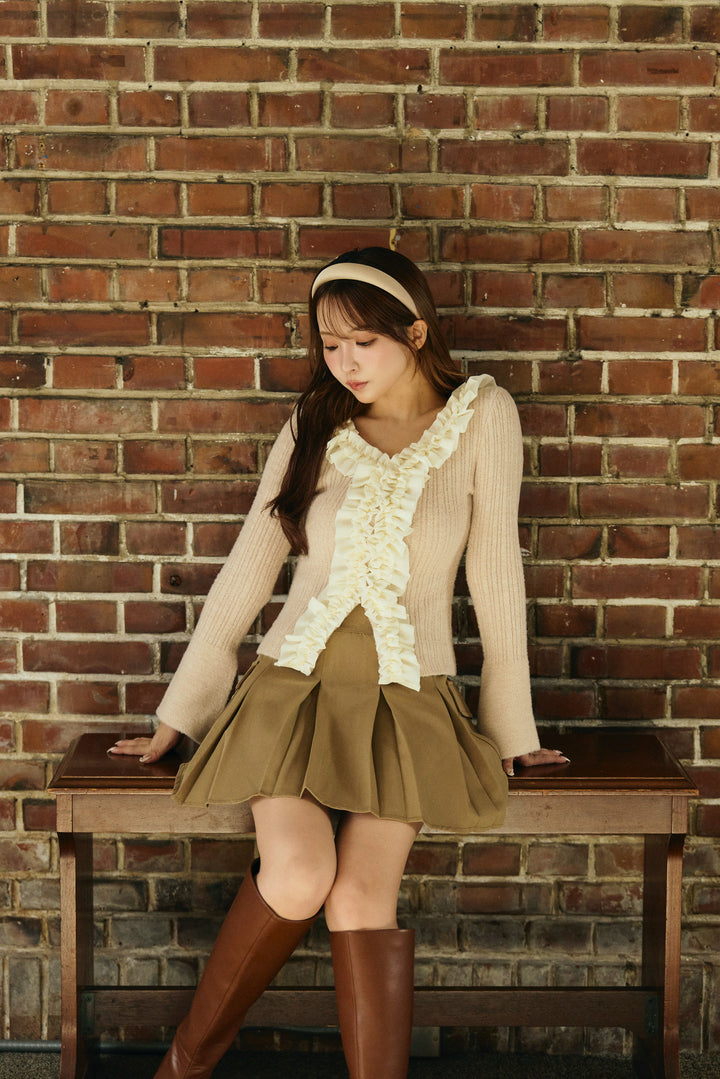トップス Romantic Ruffle Knit Cardigan MISTREASS Romantic Ruffle Knit Cardigan - MISTREASS