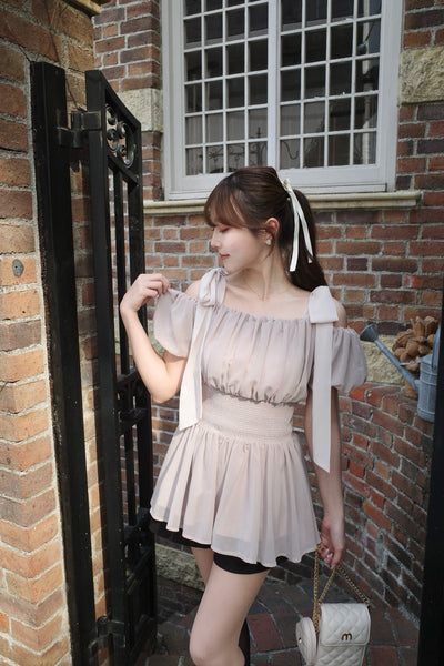 Shoulder Ribbon Soft Chiffon Tunic