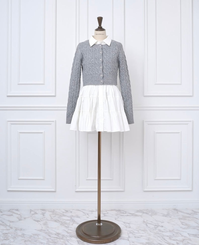 ワンピース MISTREASS Layered Cable Knit Dress Set Layered Cable Knit Dress Set - MISTREASS