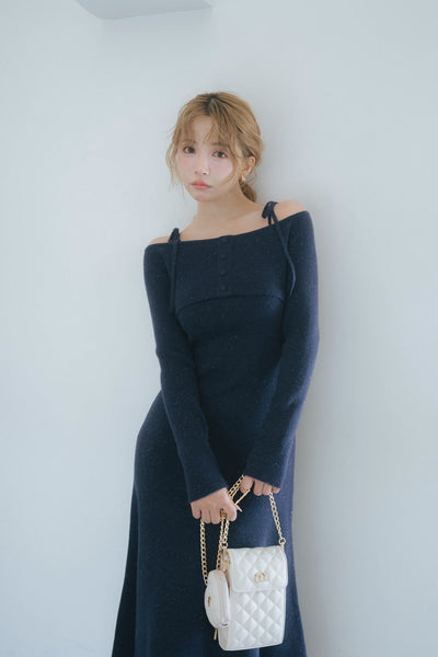 【2月上旬配送】Sparkling Knit Layered Dress