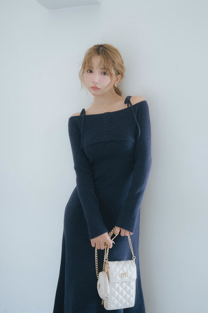 【2月上旬配送】Sparkling Knit Layered Dress