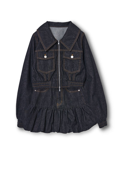 Denim Blouson & Balloon Skirt Set