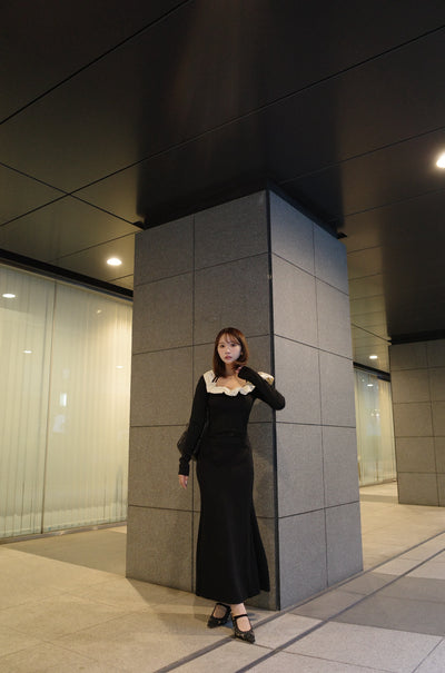 【9月下旬配送】Whipped Ruffle Semi-Mermaid Dress