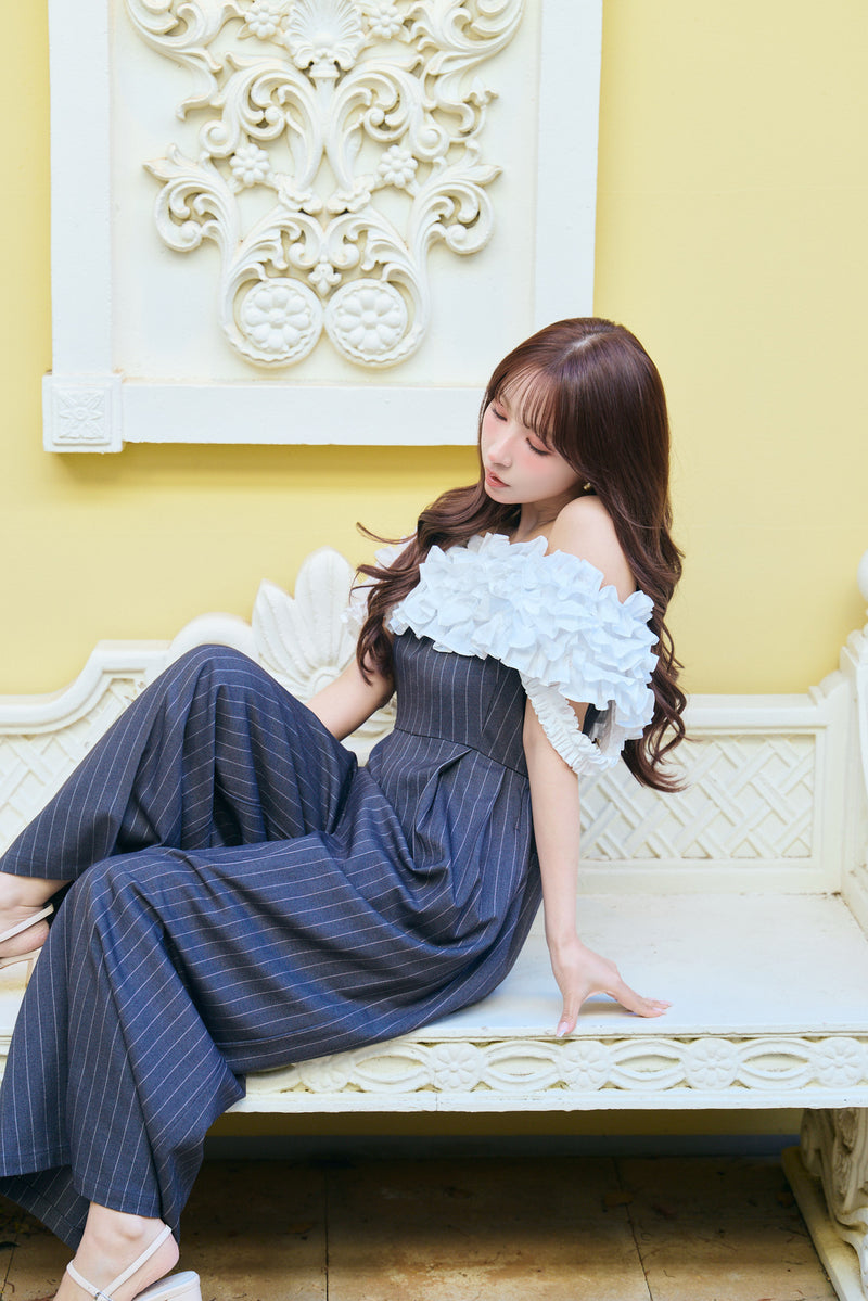 ワンピース Mistreass BI-COLOR FRILL ALL IN ONE BI-COLOR FRILL ALL IN ONE - MISTREASS