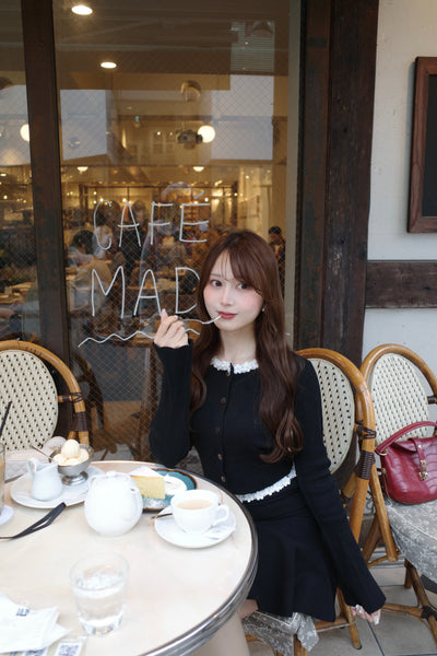 【12月上旬配送】Floral Trim Knit Set-Up