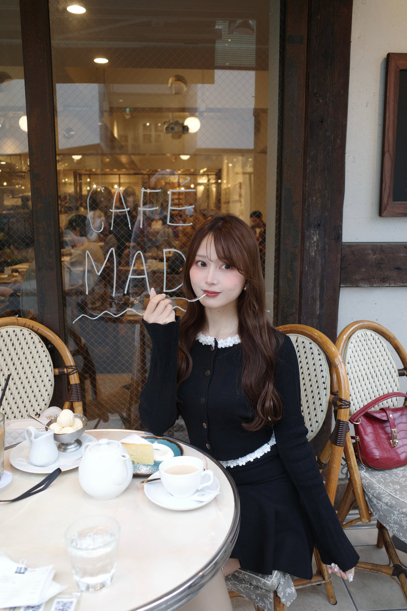 【12月上旬配送】Floral Trim Knit Set-Up