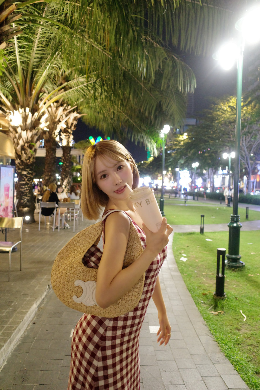 ミストレアス　ワンピース Gingham Check Knit Dress & Cardigan - MISTREASS