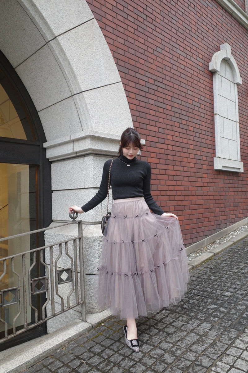 Mini Ribbon Volume Tulle Tiered Skirt