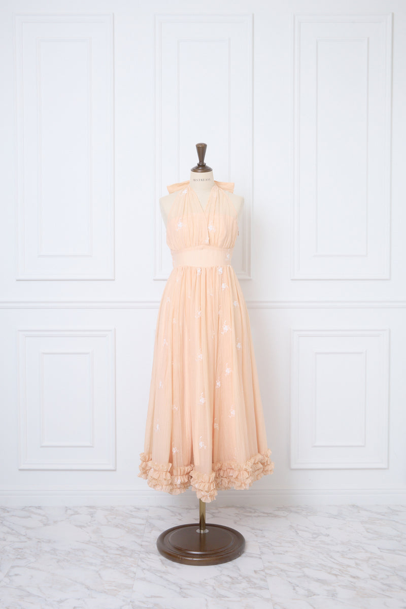 Flower Embroidery Halterneck Dress