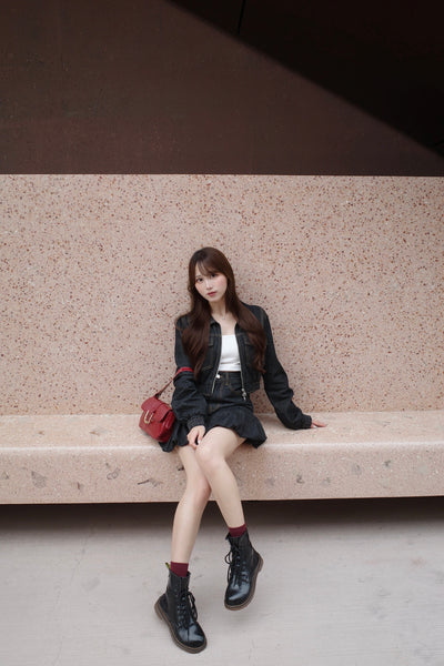 Denim Blouson & Balloon Skirt Set