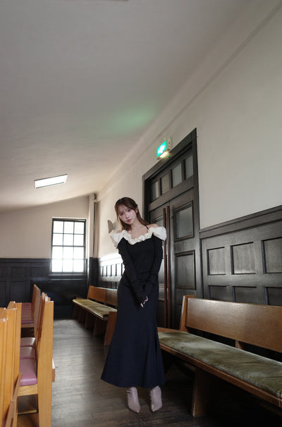 【9月下旬配送】Whipped Ruffle Semi-Mermaid Dress