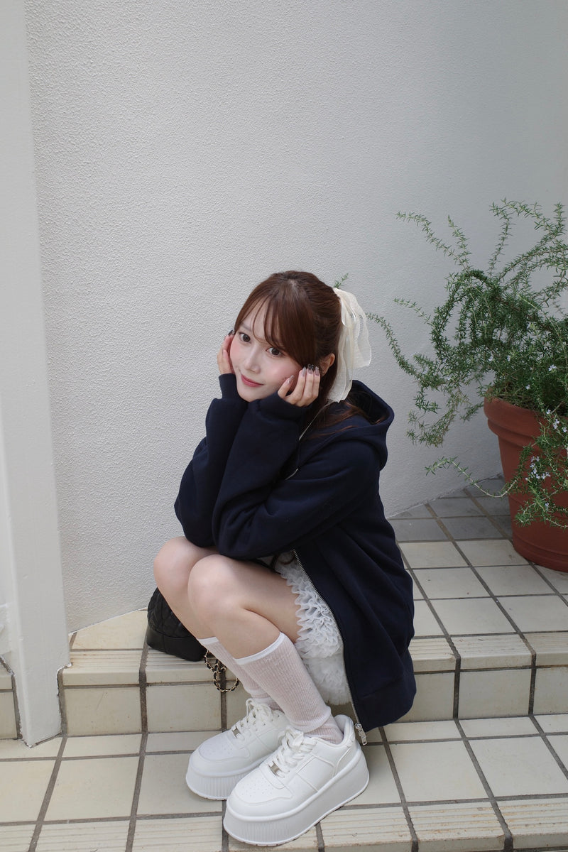 Sweat Hoodie & Frill Skirt Set
