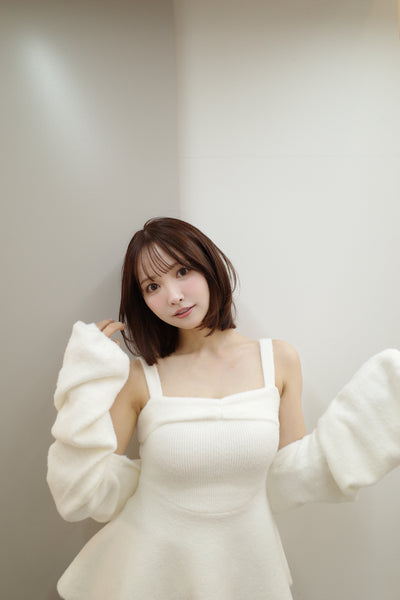 【10月上旬配送】Fuzzy Knit Peplum Cami & Bolero Set