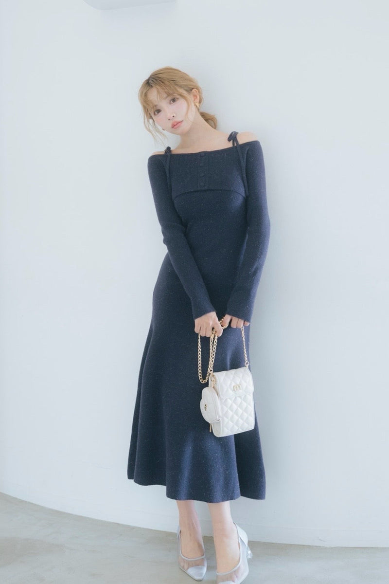 【2月上旬配送】Sparkling Knit Layered Dress