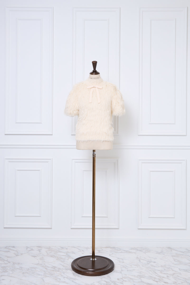 【10月上旬配送】Fluffy Ribbon Puff Knit Top