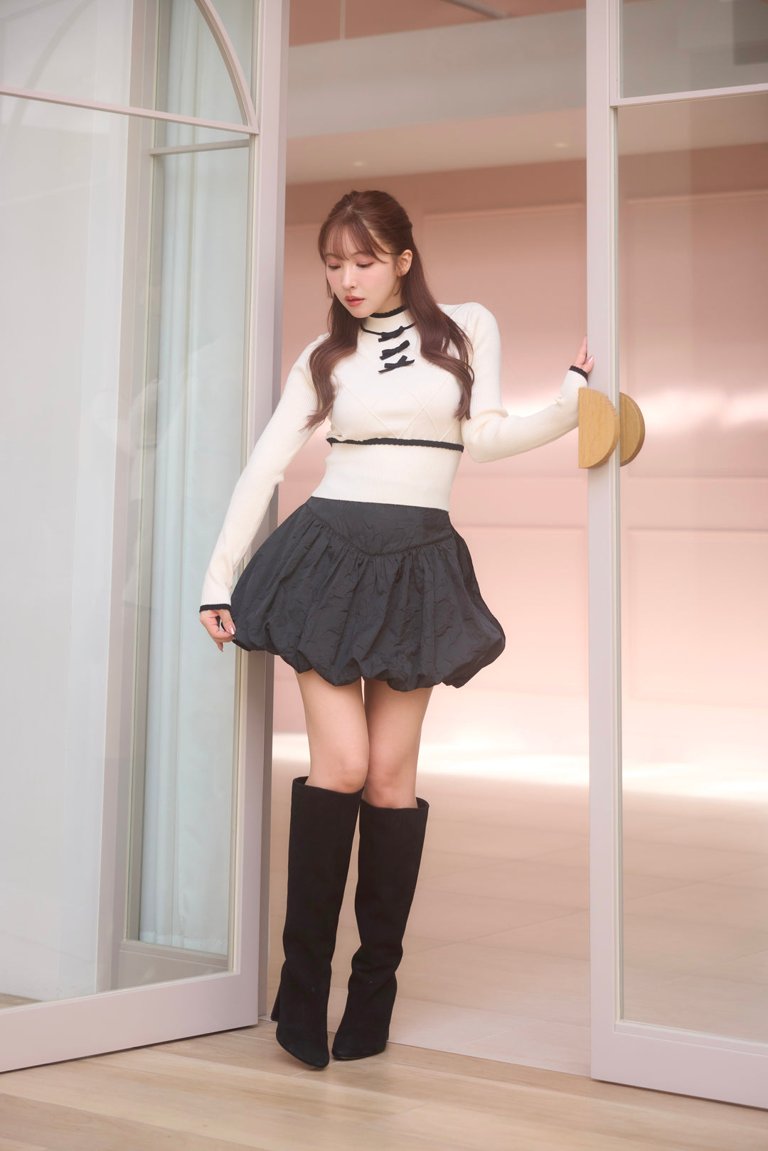 Ribbon Jacquard Balloon Skirt - MISTREASS