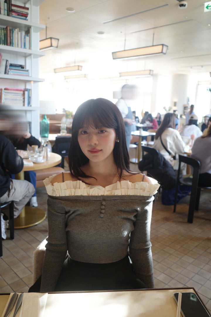 Whipped Frills Off Shoulder Knit Top - MISTREASS